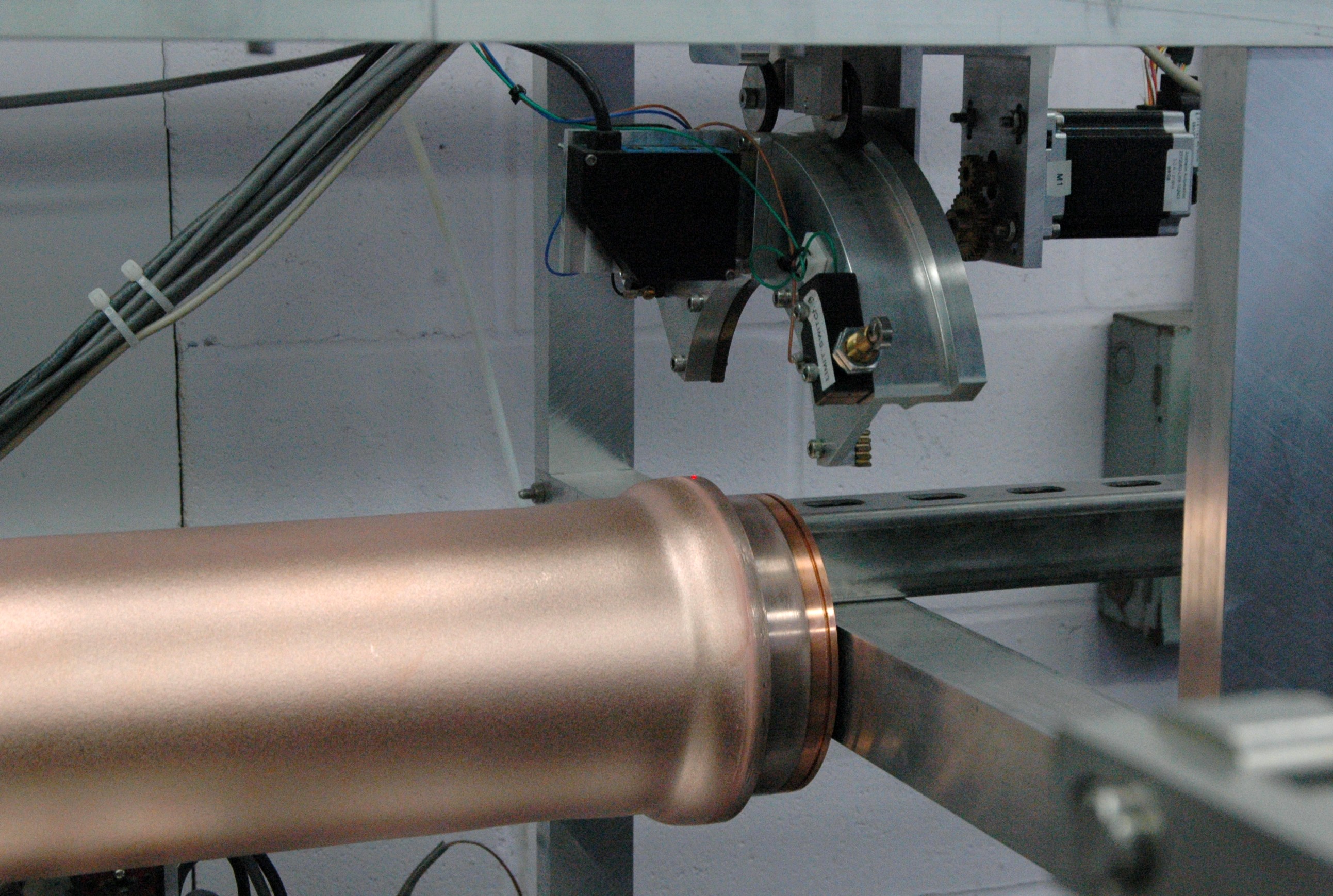 Cylindrical Copper Target Being Mapped with Displacement Sensor